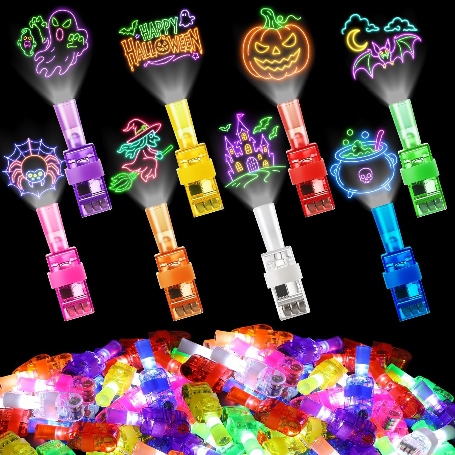 Glow In The Dark Party Glasses - 4/40개입 할로윈 LED 손가락 조명 네온