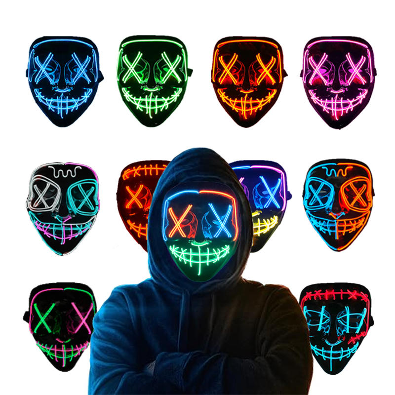 Led Purge Mask Halloween - 무선 네온 발광 퍼지 마스크 코스프레
