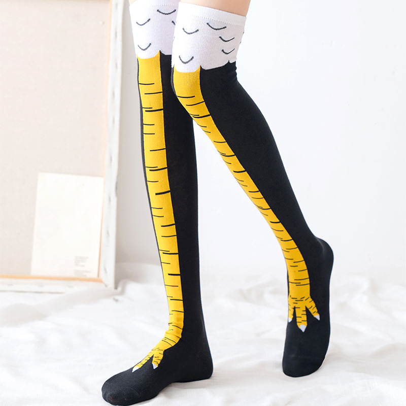 1켤레 여성 프린트 니하이 양말 트렌디 만화 재미있는  - Funny Chicken Leg Socks 리뷰 및 가격