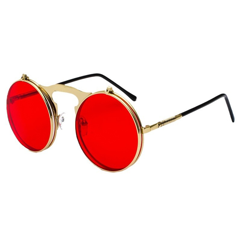 레트로 스팀펑크 레드 라운드 선글라스 남녀공용 골드 메 - Glow In The Dark Party Glasses 리뷰 및 가격