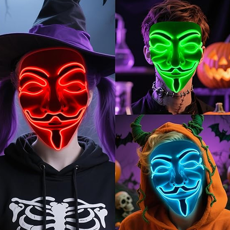 벤데타 LED 마스크 영화 테마 파티 장식 반짝이는 익 - Led Purge Mask Halloween 리뷰 및 가격