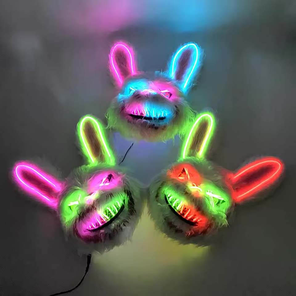 LED 블러디 래빗 마스크, 빛나는 킬러 블랙 베어 마 - Led Purge Mask Halloween 리뷰 및 가격